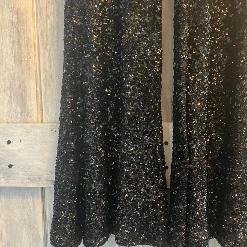 Express Black Sequin Flare Pants MEDIUM - Picture 2 of 7